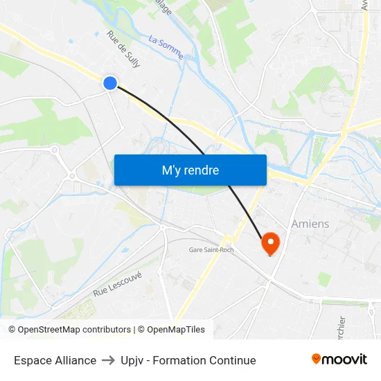 Espace Alliance to Upjv - Formation Continue map
