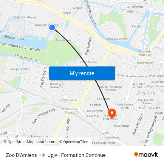 Zoo D'Amiens to Upjv - Formation Continue map