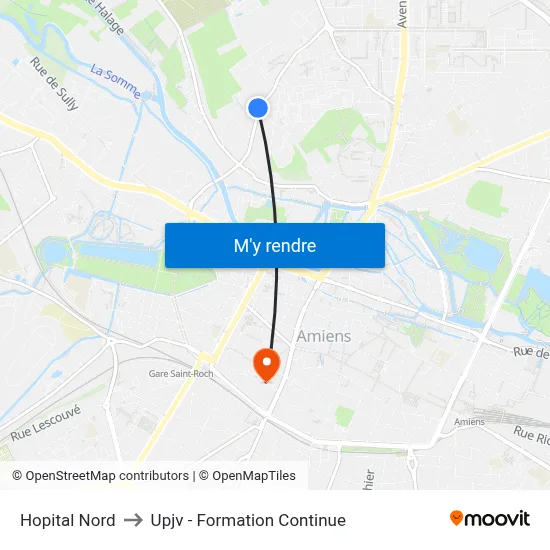 Hopital Nord to Upjv - Formation Continue map