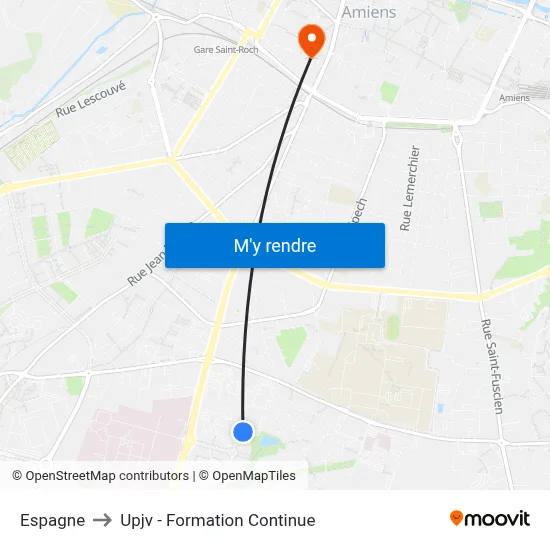 Espagne to Upjv - Formation Continue map