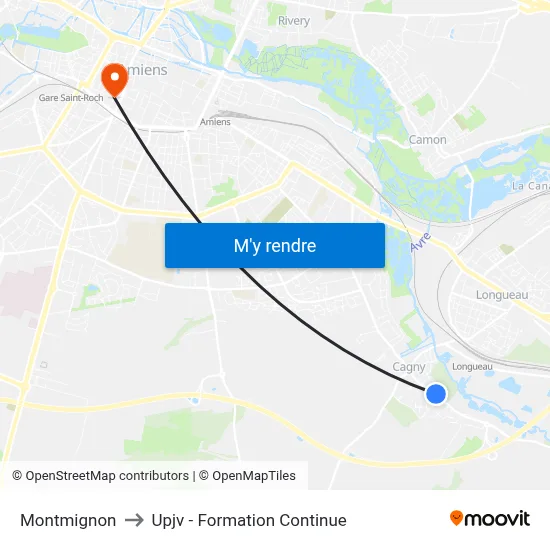 Montmignon to Upjv - Formation Continue map