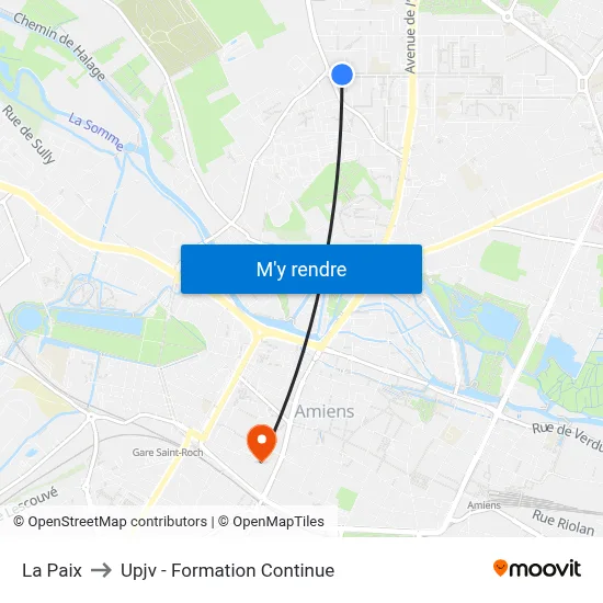 La Paix to Upjv - Formation Continue map