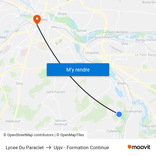Lycee Du Paraclet to Upjv - Formation Continue map
