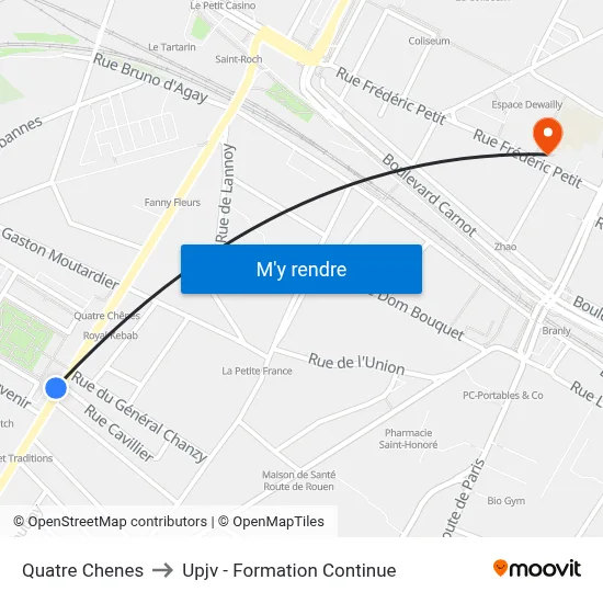 Quatre Chenes to Upjv - Formation Continue map