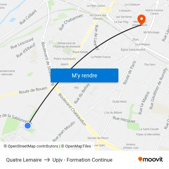 Quatre Lemaire to Upjv - Formation Continue map