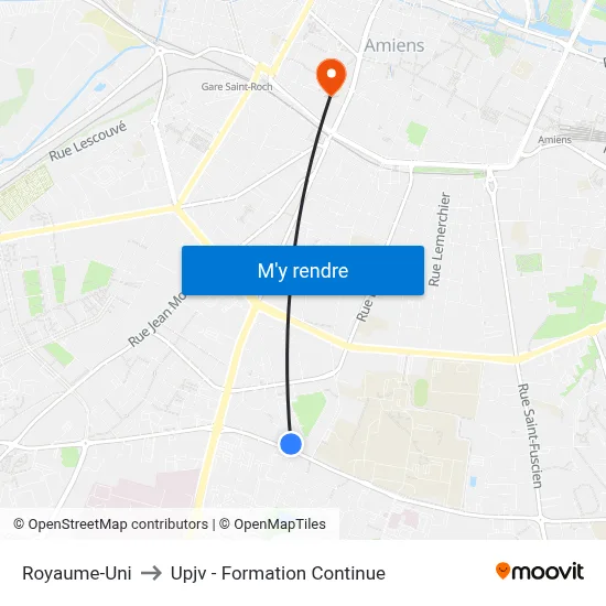 Royaume-Uni to Upjv - Formation Continue map