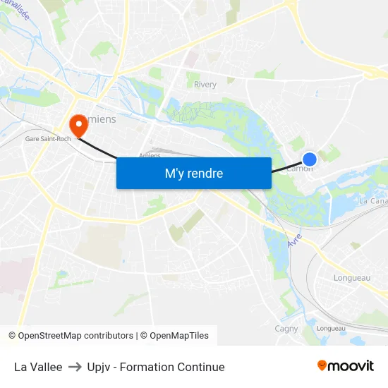 La Vallee to Upjv - Formation Continue map
