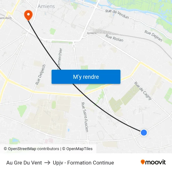 Au Gre Du Vent to Upjv - Formation Continue map