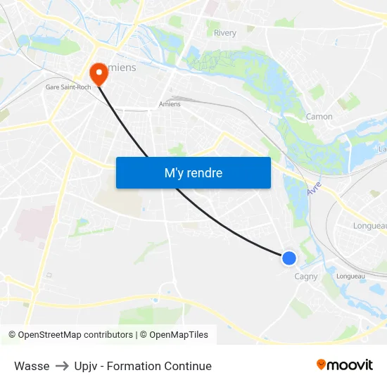 Wasse to Upjv - Formation Continue map