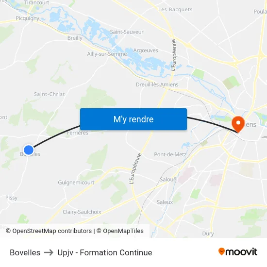 Bovelles to Upjv - Formation Continue map