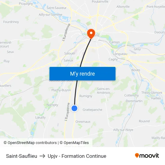 Saint-Sauflieu to Upjv - Formation Continue map