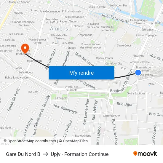 Gare Du Nord B to Upjv - Formation Continue map