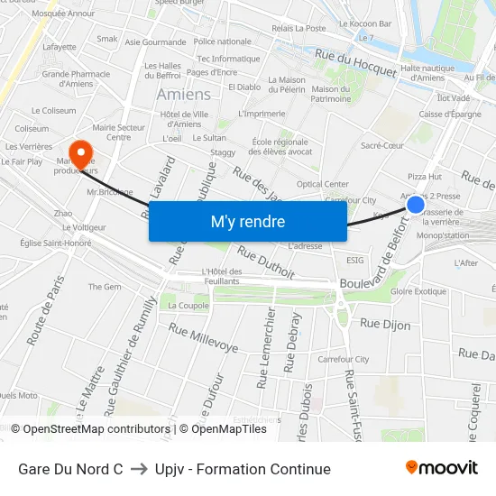 Gare Du Nord C to Upjv - Formation Continue map