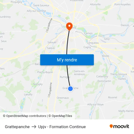 Grattepanche to Upjv - Formation Continue map