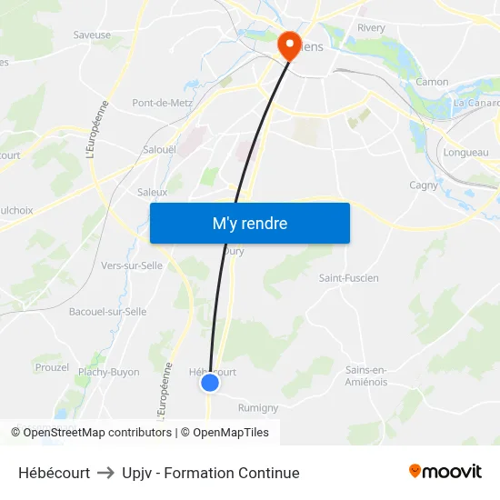 Hébécourt to Upjv - Formation Continue map