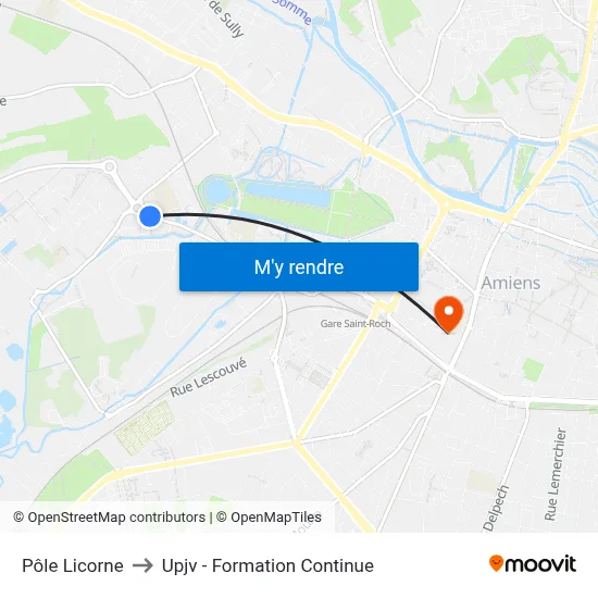 Pôle Licorne to Upjv - Formation Continue map