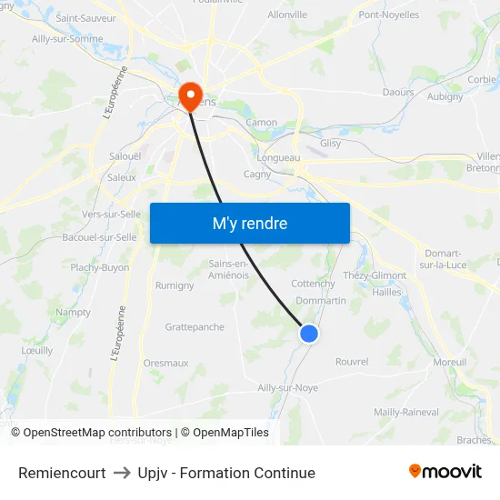 Remiencourt to Upjv - Formation Continue map