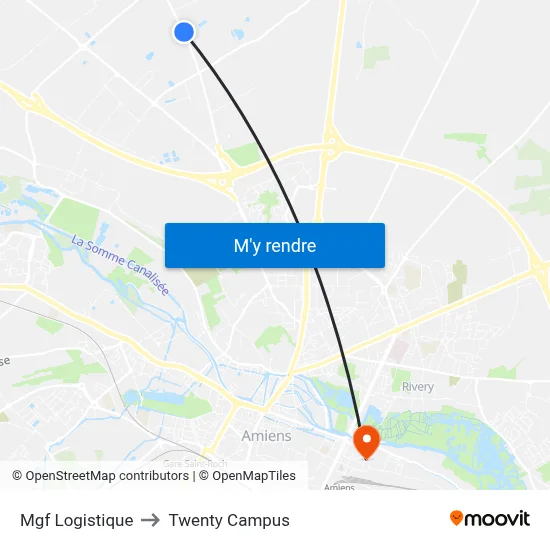 Mgf Logistique to Twenty Campus map