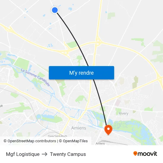 Mgf Logistique to Twenty Campus map
