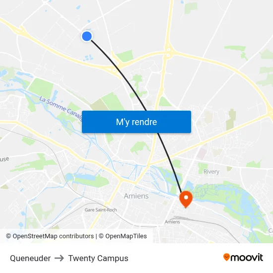 Queneuder to Twenty Campus map