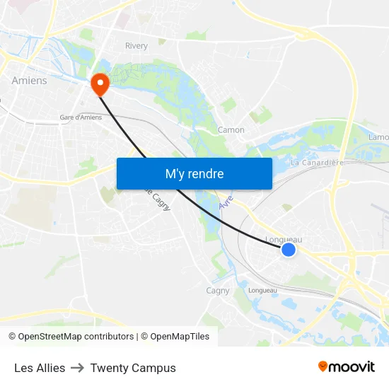 Les Allies to Twenty Campus map