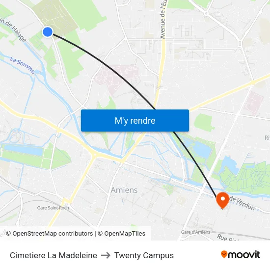 Cimetiere La Madeleine to Twenty Campus map