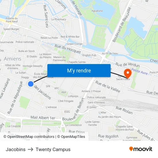 Jacobins to Twenty Campus map