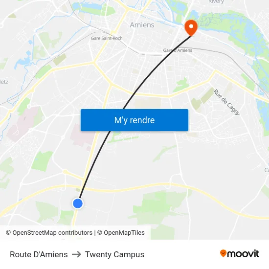 Route D'Amiens to Twenty Campus map