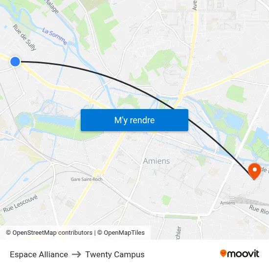 Espace Alliance to Twenty Campus map