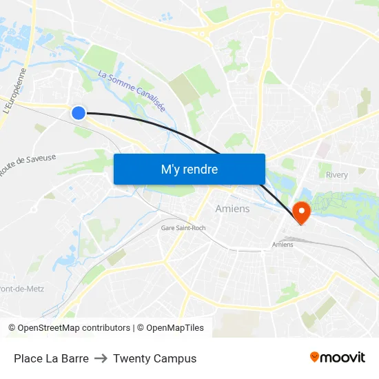 Place La Barre to Twenty Campus map