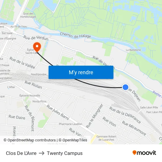 Clos De L'Avre to Twenty Campus map