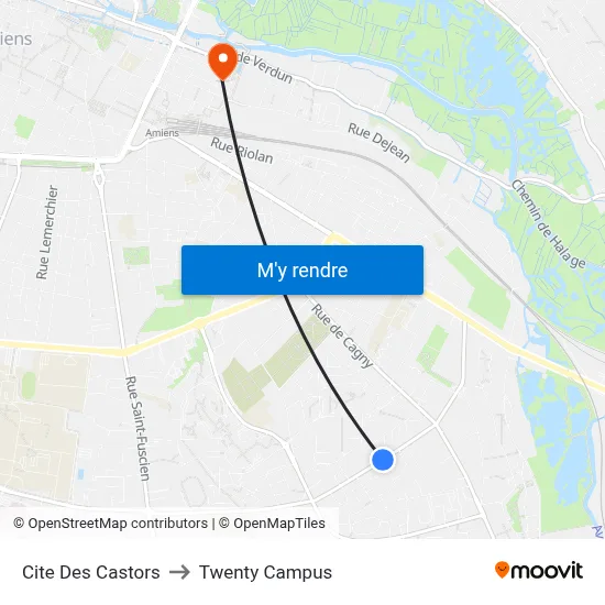 Cite Des Castors to Twenty Campus map