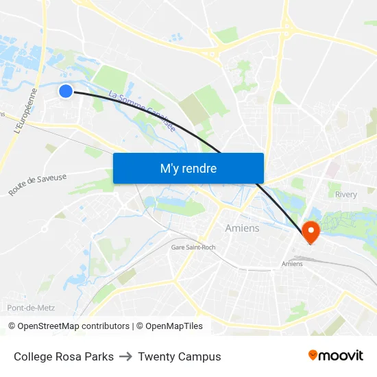 College Rosa Parks to Twenty Campus map