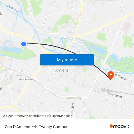 Zoo D'Amiens to Twenty Campus map