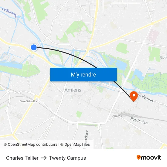 Charles Tellier to Twenty Campus map