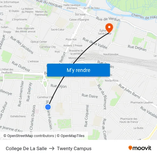 College De La Salle to Twenty Campus map