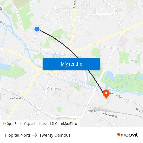 Hopital Nord to Twenty Campus map