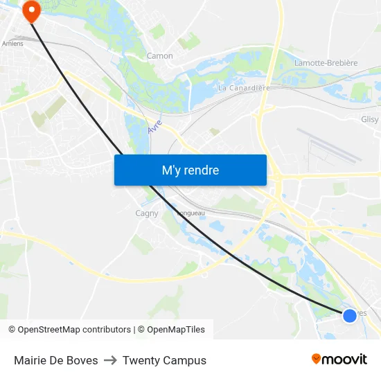 Mairie De Boves to Twenty Campus map