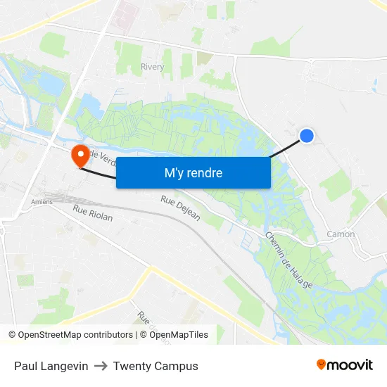 Paul Langevin to Twenty Campus map
