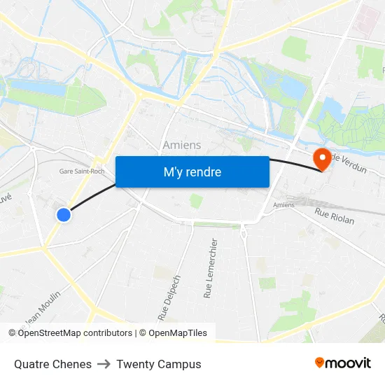 Quatre Chenes to Twenty Campus map