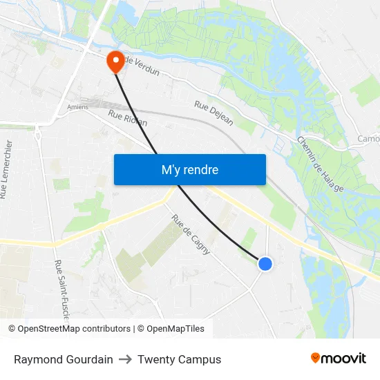 Raymond Gourdain to Twenty Campus map