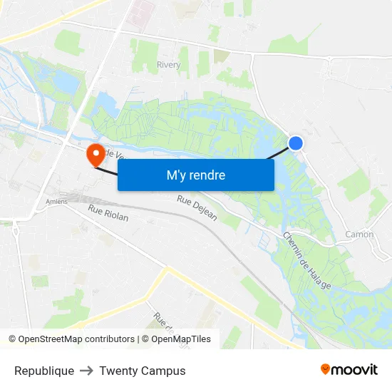 Republique to Twenty Campus map