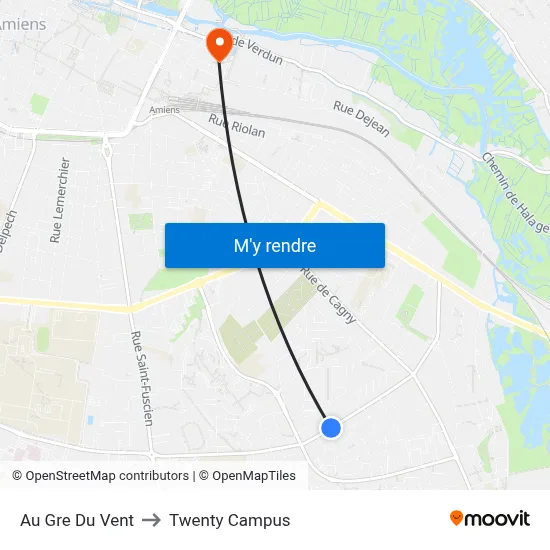 Au Gre Du Vent to Twenty Campus map