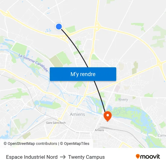 Espace Industriel Nord to Twenty Campus map