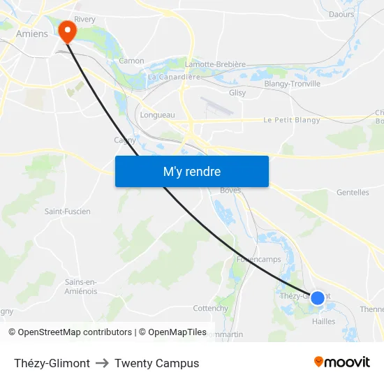 Thézy-Glimont to Twenty Campus map