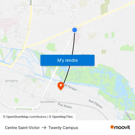 Centre Saint-Victor to Twenty Campus map