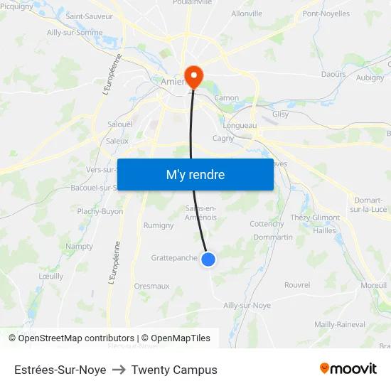 Estrées-Sur-Noye to Twenty Campus map