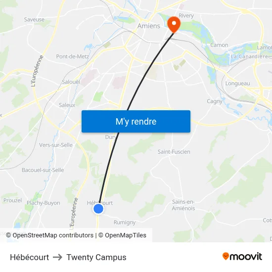 Hébécourt to Twenty Campus map