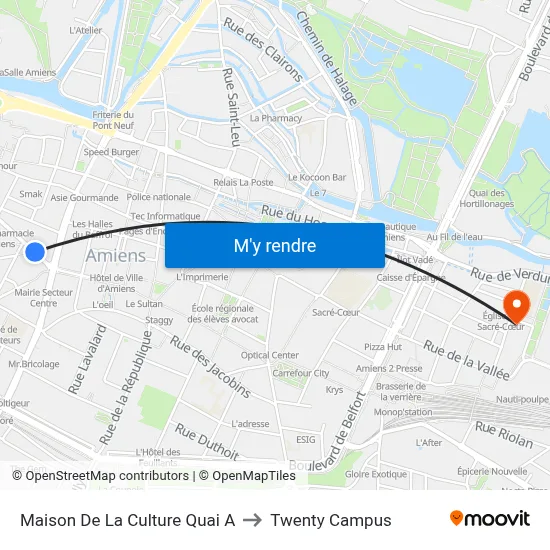 Maison De La Culture Quai A to Twenty Campus map