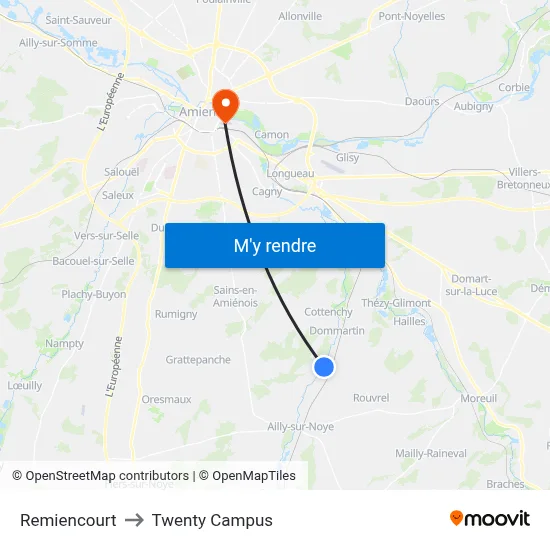 Remiencourt to Twenty Campus map